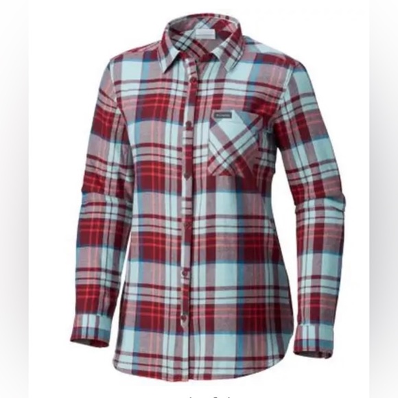 Columbia Flannel Simply Put II Rich Wine Plaid Sz M - Picture 2 of 12